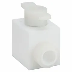 PTFE ball valve with straight valve body, one-piece construction, and FNPT x FNPT connections. Features a Tee handle for manual two-way flow control. Suitable for on/off service in corrosive fluid handling applications.