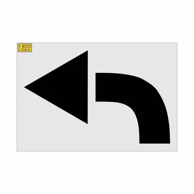 RAE Individual Stencil: Turn Arrow, Parking Lot, 62 in Overall Wd, 40 in Overall Ht - Bike Lane Stencils