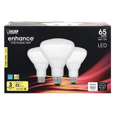 FEIT ELECTRIC Compact LED Bulb: LED, BR30, Medium Screw (E26), 7.2 W Watt, 3000K, Frosted - Bulged Reflector (BR) Lamps