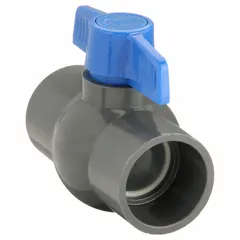 APPROVED VENDOR PVC Ball Valve, 1-1/2 in, Socket x Socket, Straight, One-Piece, Tee Handle, 107-637-NPG