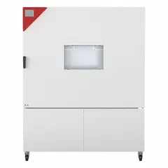 Dynamic climate chamber for controlled temperature testing of materials and components. Operates at 480V with temperature accuracy tolerance of ±0.5°C at 40°C and uniformity of ±1.8°C at 40°C. Includes one shelf. Dimensions: 58 13/50 in x 62 1/5 in x 78 93/100 in.