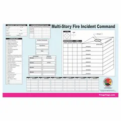 Pad of 25 synthetic paper sheets for incident command documentation in multi-story scenarios. Provides a durable, weather-resistant surface for field use during emergency response operations.