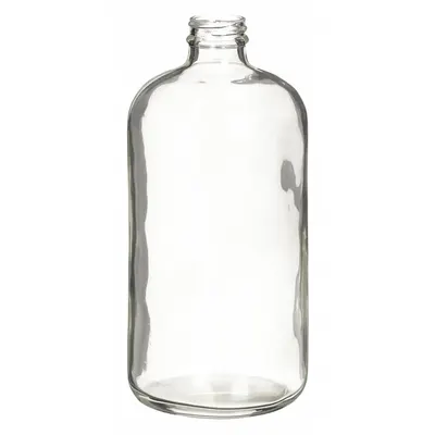 WHEATON Safety Coated Bottle: 1 L, 33-400 mm, Colorless, 98 mm Body Dia - Clear Wide Mouth Round Glass Lab Bottles