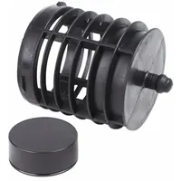 This cage and float assembly is a replacement part for shop vacuums. It prevents liquid from entering the motor by lifting the float to shut off airflow when the tank is full, protecting the vacuum during wet pick-up operations