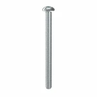 Button head machine screw with #10-24 thread, 2-1/2 in length, made of steel with zinc-plated finish. Features a Torx®/Star drive (T25) for tamper-resistant fastening. Suitable for use in machinery guards, security panels, and other assemblies requiring a low-profile, secure fastener. Supplied in a 25-pack