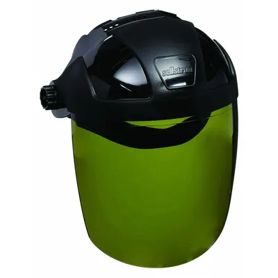 SELLSTROM Face Shield: Green, Uncoated, Reusable, 12 1/8 in Visor Wd, 9 in Visor Ht - Welding Single-Crown Faceshields