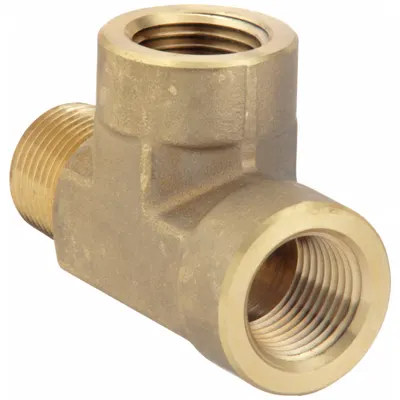 PARKER Metal Pipe Tee: Tee, CA377 Brass, 3/8 in x 3/8 in x 3/8 in, 3,000 psi - Threaded Extreme-Pressure Hydraulic Pipe Fittings