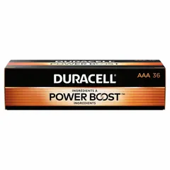 This AAA battery delivers 1.5V DC using premium alkaline chemistry. The CopperTop series provides dependable power for low-drain devices such as remote controls, flashlights, clocks, and wireless peripherals. Supplied in a 36-pack for bulk replacement needs.