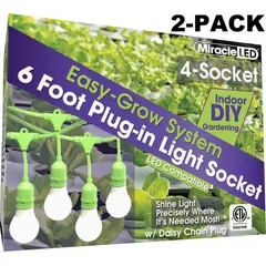 Multiple light string fixture with four medium screw (E26) sockets, each 6 ft long. Operates on 120 to 220V AC. Suitable for task or ambient lighting in workshops, garages, and industrial spaces. Sold as a pack of two.