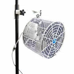 This 12-inch wall-mount fan from SCHAEFER operates on 115/230V AC with a 1/10 hp motor and single speed. The non-oscillating design and post-mount clamp allow directed airflow in workshops, warehouses, and manufacturing areas for spot cooling and ventilation.