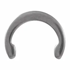 External standard-type crescent ring for shaft retention. Fits 1/2 in shaft diameter, 0.035 in thick. Stainless steel construction. Supplied in pack of 15. Used in industrial assemblies to secure components axially on shafts.