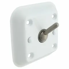 This institutional bathroom hook is constructed from stainless steel with an Enviro-Glaze finish. It features a single hook with a 40 lb release point, designed for use in behavioral health, correctional, and hospital settings where ligature resistance is required. The hook provides a secure hanging point for clothing or towels while reducing safety risks.