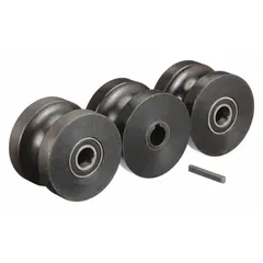 Replacement part for metal rolling machines. Round type. Compatible with tubes of 1-1/4 inch diameter. Used in fabrication and metalworking for forming round tubes.