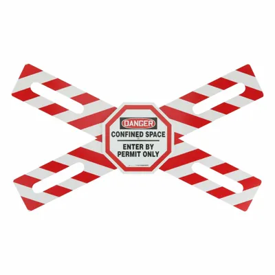 CONDOR Crossbuck Danger: Confined Space Enter By Permit Only Sign - Crossbuck Danger: Confined Space Enter By Permit Only Signs
