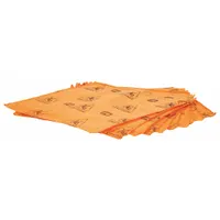 PIG Sorbent Pad, model WTR004-OR, measures 14 in x 14 in and absorbs 1 1/16 gal per pad. Made of SAP material, it is orange with a 'Caution' printed message. Sold in a 10-pack, not perforated. Used for absorbing industrial spills and leaks of oils, coolants, and water-based fluids in maintenance and facility cleanup