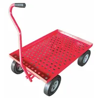 APPROVED VENDOR Wagon Truck: 1,000 lb Cap, 36 in L x 24 in W x 11 1/4 in H Deck, J-Shaped, Red