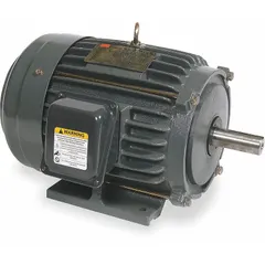 This Dayton rigid base 3-phase AC motor features a totally enclosed fan-cooled (TEFC) enclosure for use in dusty or damp environments. Rated 10 hp, 1180 RPM at 60 Hz, with dual voltage 230/460V AC and full load current 27.8/13.9 A. Suitable for industrial applications such as pumps, fans, conveyors, and compressors requiring continuous operation.