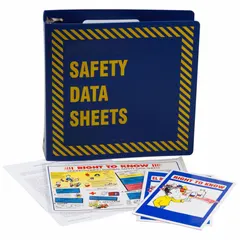 This binder is designed for organizing Material Safety Data Sheets (MSDS) in industrial facilities. It features a 3 in ring size and an overall height of 11 5/8 in. A Compliance Checklist is included as supplemental material to assist with regulatory safety documentation.
