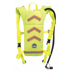 This hydration pack is constructed of polyester and holds 2 L of fluid. The high-visibility lime color enhances worker visibility in low-light conditions. Suitable for use in industrial environments where hydration and safety are required.