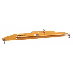 Adjustable steel low-headroom lifting-spreader beam with a 500 lb working load limit. Distributes load across multiple lift points to prevent sling angle damage and stabilize unbalanced loads. Used in rigging, construction, and industrial lifting applications requiring compact vertical clearance and adjustable spread width.