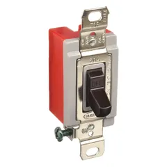 Single-pole tumbler switch rated for 20 amps. Designed for on/off control of lighting, motors, and other equipment in industrial electrical applications. Suitable as a replacement front cover operator and switch.