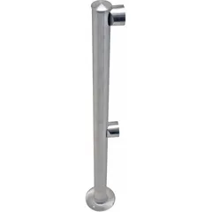 End post for terminating modular rigid barrier runs. Constructed with a 2-inch diameter bar and a polished chrome finish. Overall height of 36 inches. Used in pedestrian guidance, queue management, and security applications.