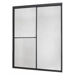 This double-sliding shower door from FOREMOST features a 70-inch overall height and accommodates door widths from 56 to 60 inches. The frame is finished in Oil Rubbed Bronze, and the panels are constructed with Rain Tempered Glass. Suitable for use in residential or commercial bathroom shower enclosures.