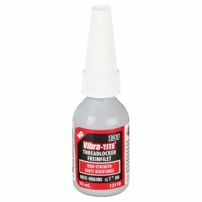VIBRA-TITE High-Strength Threadlocker: 131, Red, High-Temp Resistant, 0.34 fl oz, Bottle - High-Strength Threadlockers (Red)