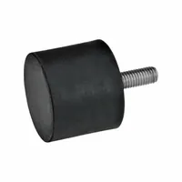 This cylindrical vibration-isolating mount features a natural rubber body and a male x non-threaded style. It is used to reduce transmitted vibration from industrial machinery such as pumps, compressors, and material handling equipment to surrounding structures