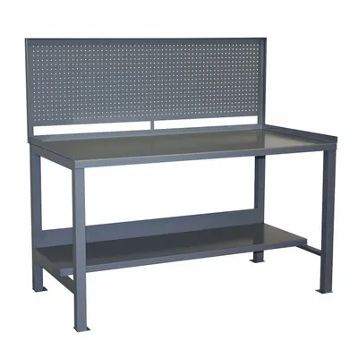 JAMCO Workbench: Fixed Ht, Steel, 60 in x 30 in, 3,000 lb Overall Load Capacity - Workbenches with Pegboard Panels & Lower Shelves