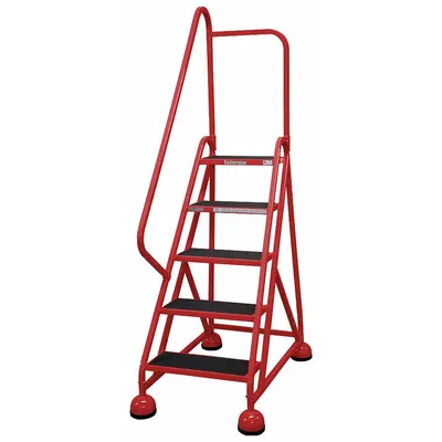 COTTERMAN Rolling Ladder: 3.8 ft Platform Ht, Partially Assembled, Steel - Steel Ultra-Stable Weight-Actuated Ladders