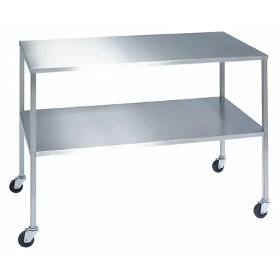 LAKESIDE Instrument Table W Shelf,SS,20 X 16: Fixed Ht, Stainless Steel - Stainless-Steel-Top Mobile Worktables