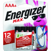 Battery: AAA, Premium, Alkaline, 1.5V DC, Max, 4 PK (MPN E92BP-4)