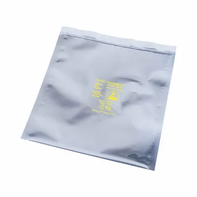 DESCO Poly Bag: Metal Interior, 18 in x 18 in Bag Size (L x W), 18 in Overall Lg - Zip Seal Static Shielding Bags