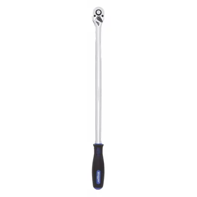 WESTWARD Hand Ratchet: Pear, Reversible, 18 in Overall Lg, Chrome, 10° Min Arc Swing - Standard-Head Ratchets