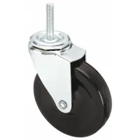 APPROVED VENDOR Stem Caster: 3 1/2 in Wheel Dia., 1 1/4 in Wheel Wd, Swivel, Swivel, Rubber, Steel (MPN 32J821)