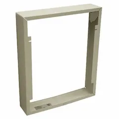 White surface-mounting frame for electric wall heaters. Outside dimensions 19.71 in H x 16.15 in W. Fits heaters rated 1500/3000 kW. Compatible with select QMARK models.