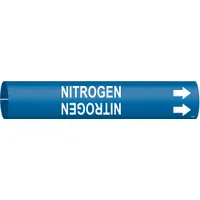 Pipe Marker: Nitrogen, Blue, White, Fits 1 1/2 to 2 3/8 in Pipe O.D., 1 Pipe Markers, With Arrows (MPN 4100-B)