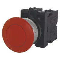 EATON Mushroom Head Push Button: Non-Illuminated, Mushroom Head Profile, Metallic, 22 mm, 1NO/1NC (MPN M22M-DP-R-K11)