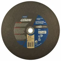 This NORTON cut-off wheel is designed for cutting ductile iron and cast iron. The 24 grit SC/AO blend provides fast, clean cuts. Typical applications include foundry work, pipe cutting, and heavy fabrication. Wheel dimensions: 12" diameter, 1/8" thickness, with a 20 mm/1" arbor