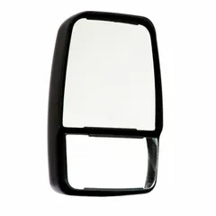 Flat-profile rectangular replacement mirror head for left-side installation on commercial vehicles. Includes the replacement head only; mounting arm or bracket not included. Provides a clear, undistorted view for lane changes and backing maneuvers.