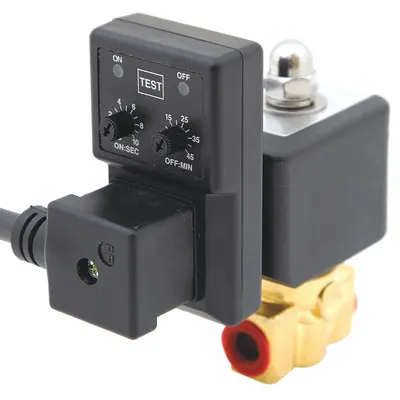 SPEEDAIRE Timed Electric Auto Drain Valve: 1/4 in NPT Pipe, 1/8 in Drain, 1 gpm
