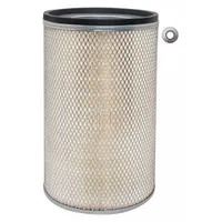 Round/oval engine air filter with axial seal and 21/32 in inside diameter. Designed for use in Komatsu vehicles to remove airborne contaminants from engine intake air