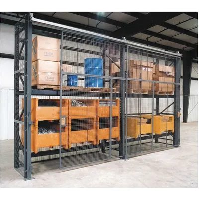 WIRECRAFTERS Enclosure Kit: 5 Bays, 96 in x 48 in x 96 in, 10 ga, Steel, Powder Coated - Wire Mesh Pallet Rack Enclosure Kits