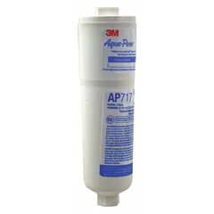 Inline water filter with carbon media, rated 0.5 gpm, reduces scale. Overall height 8 3/8 in, diameter 2 1/4 in. Used in ice machines and refrigerators to improve water quality.