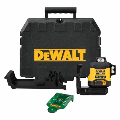 DEWALT Laser: 3 Lines, Green Beam, 0 Planes, ±1/8 in @ 30 ft Accuracy, Horizontal/Vertical - Cross-Line Laser Levels