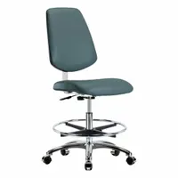Cleanroom Task Chair: Vinyl, Armless, Ht Range 21 1/2 in to 29 in, 18 1/2 in Seat Wd, 17 in Seat Dp (MPN BR-CLR-VMBCH-MB-CR-CF-CC-8546)