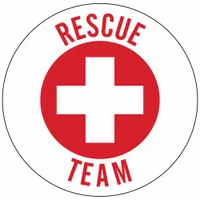 Hard Hat Label: Rescue Team, 2 in Dia, English, Non-Reflective, 4 Labels, Circle, Std, Vinyl, 4 PK (MPN 49566)