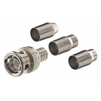 TRIPLETT Universal Coaxial Connector: Male, Connector, Silver, Crimp-On, RG-59/RG-6, BNC, 10 PK (MPN 301-00-75TP)