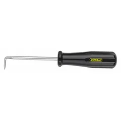 Single-end pick with a 90° angled steel tip and steel shank, fitted with a plastic handle. Used for removing cotter pins and other light prying tasks in maintenance and repair work.